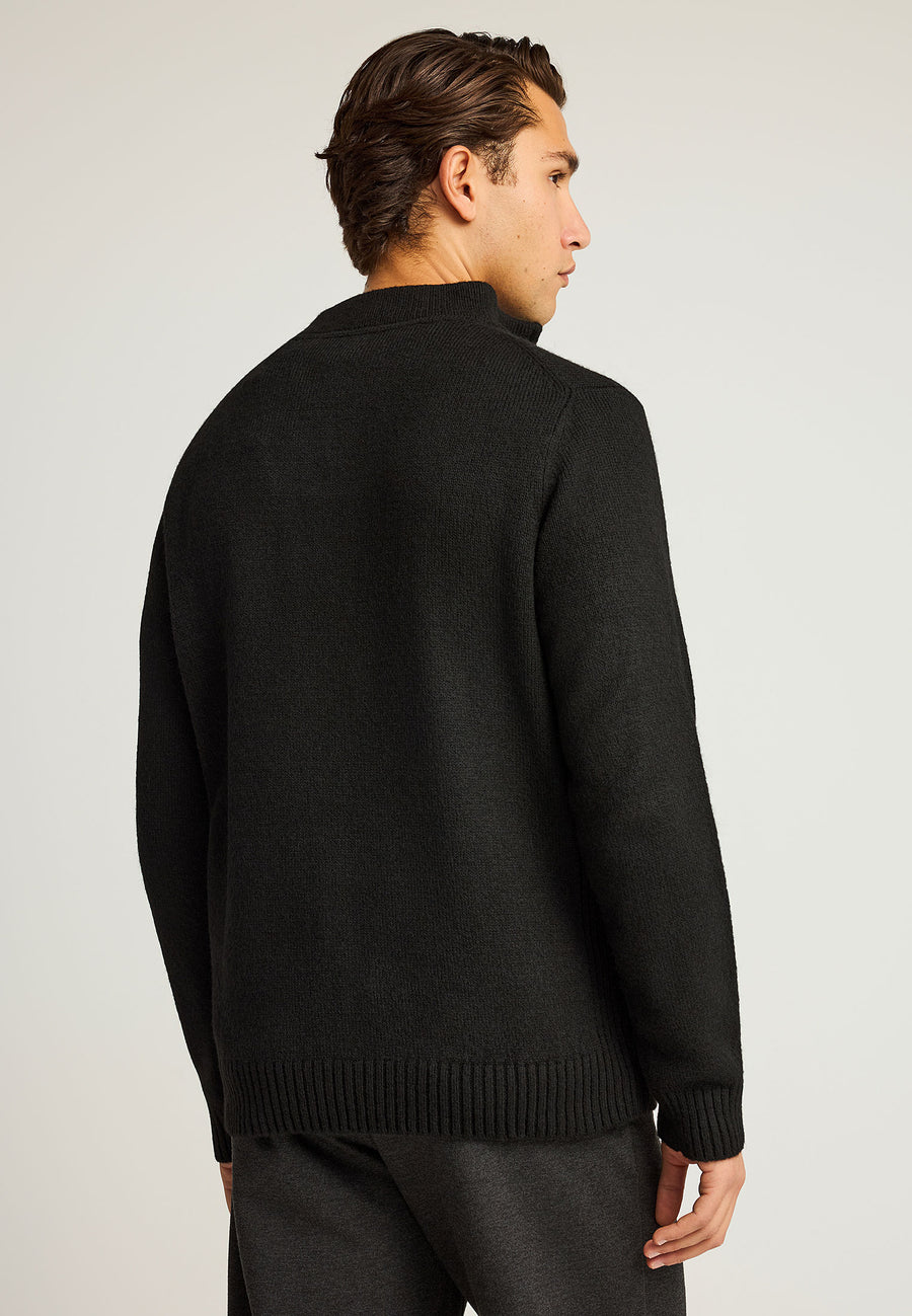 Pulover tricotat simplu cu fermoar pe jumătate pentru bărbați