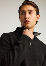 Pulover tricotat simplu cu fermoar pe jumătate pentru bărbați