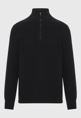 Pulover tricotat simplu cu fermoar pe jumătate pentru bărbați