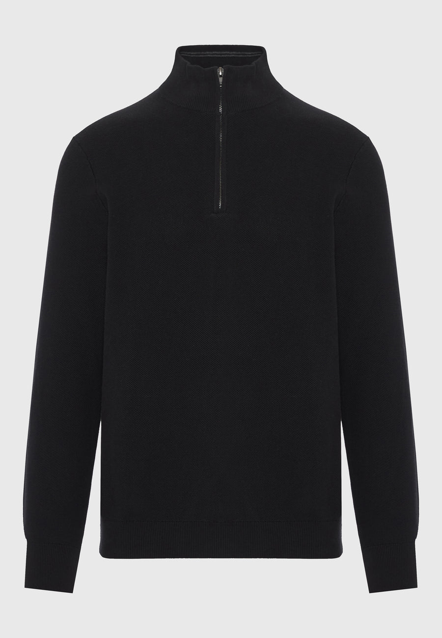 Pulover tricotat simplu cu fermoar pe jumătate pentru bărbați