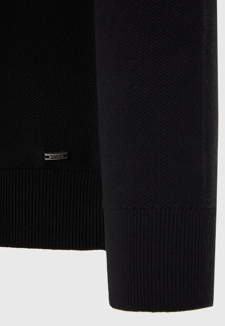 Pulover tricotat simplu cu fermoar pe jumătate pentru bărbați