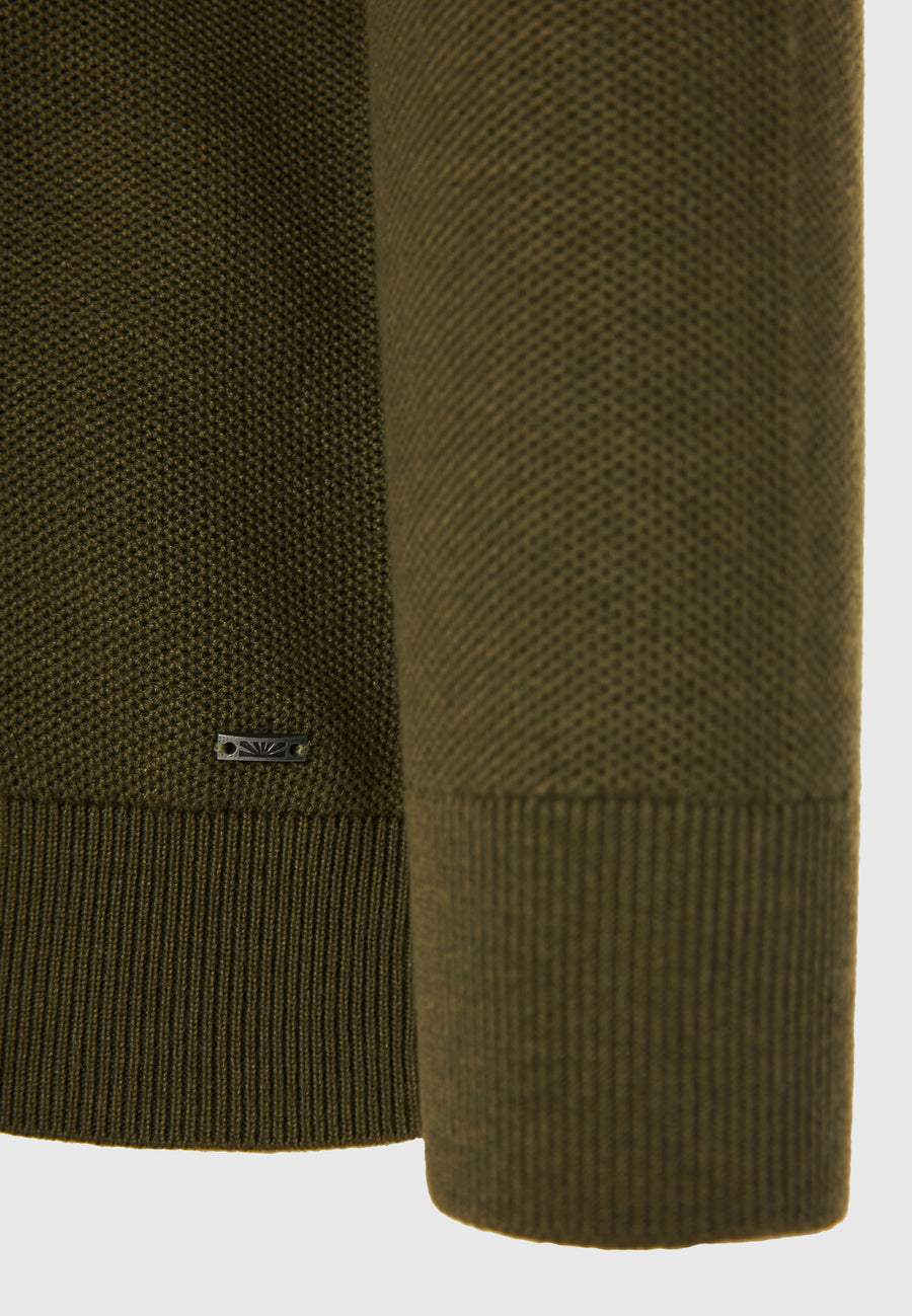 Pulover tricotat simplu cu fermoar pe jumătate pentru bărbați