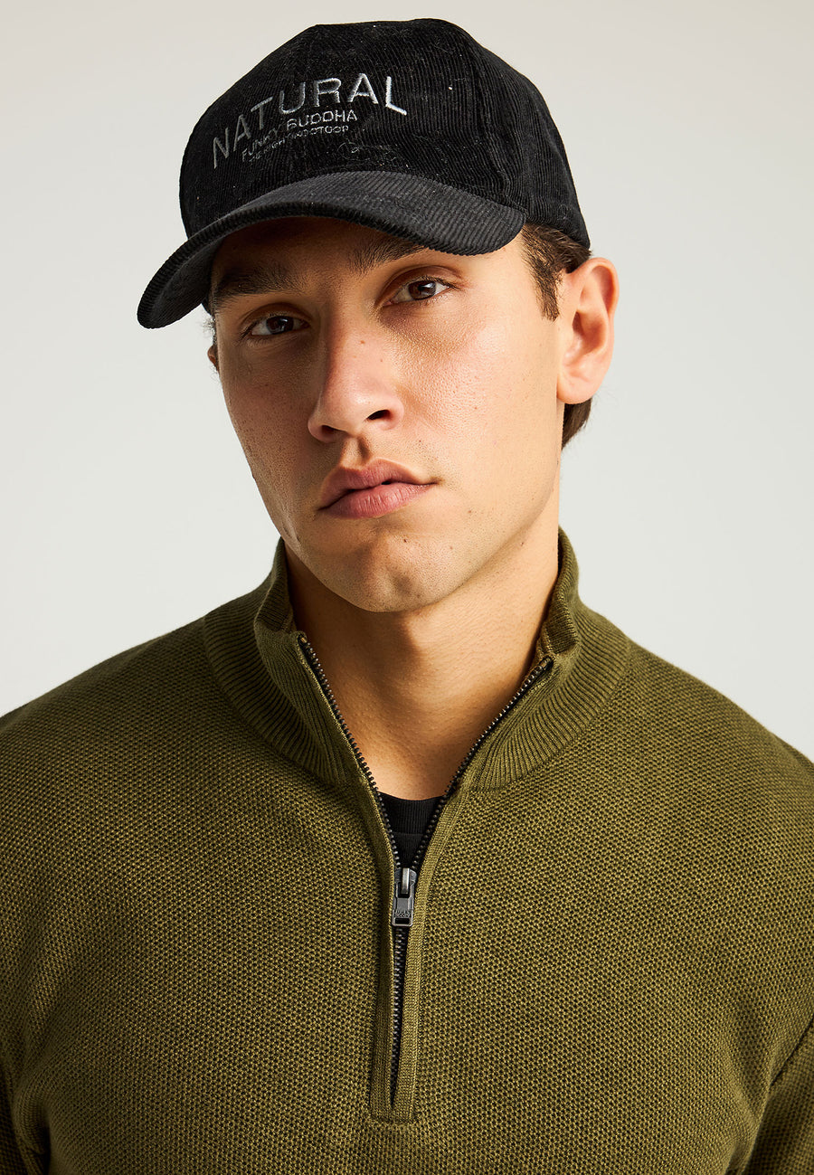 Pulover tricotat simplu cu fermoar pe jumătate pentru bărbați