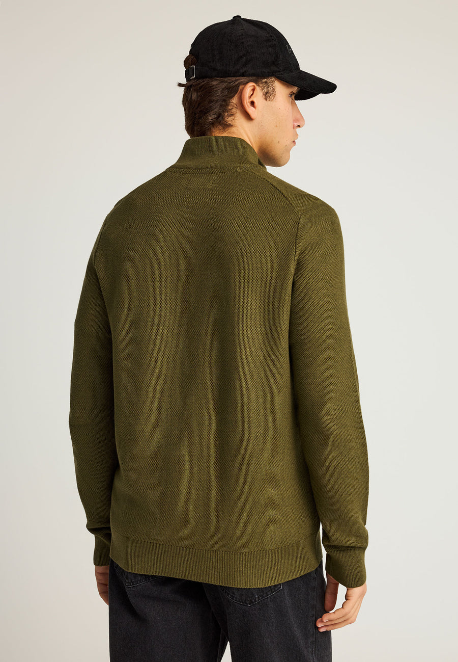 Pulover tricotat simplu cu fermoar pe jumătate pentru bărbați