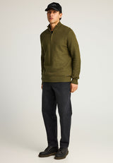 Pulover tricotat simplu cu fermoar pe jumătate pentru bărbați