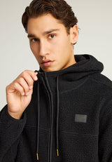 Hanorac din fleece cu fermoar, croială lejeră, sustenabil, cu buzunare