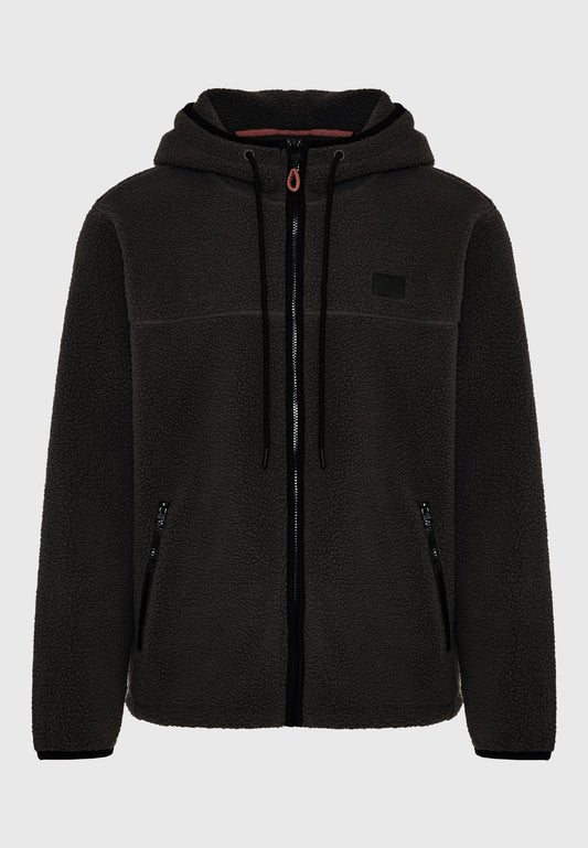 Hanorac din fleece cu fermoar, croială lejeră, sustenabil, cu buzunare