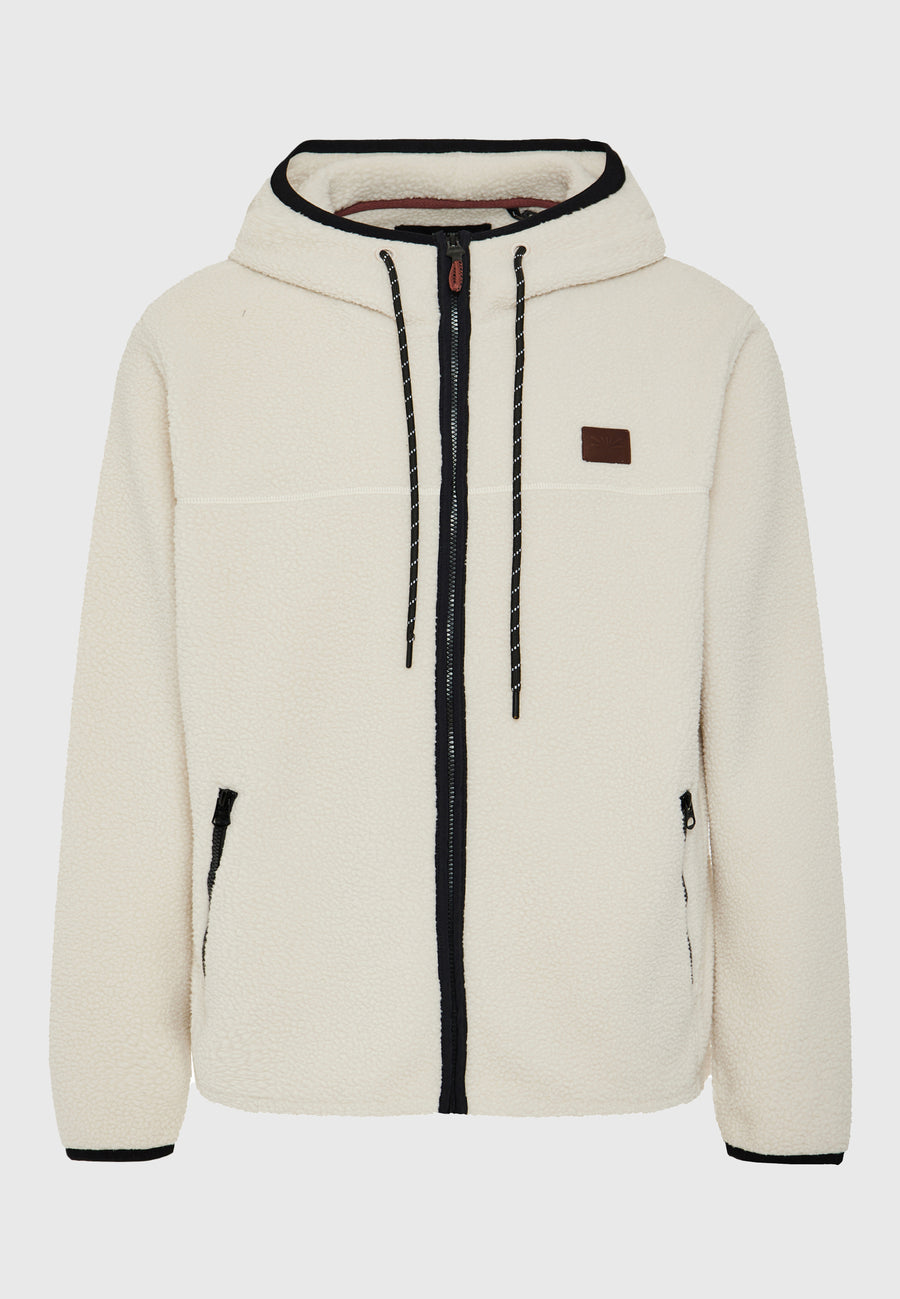 Sustainable relaxed fit fleece zip-up hoodie with pockets