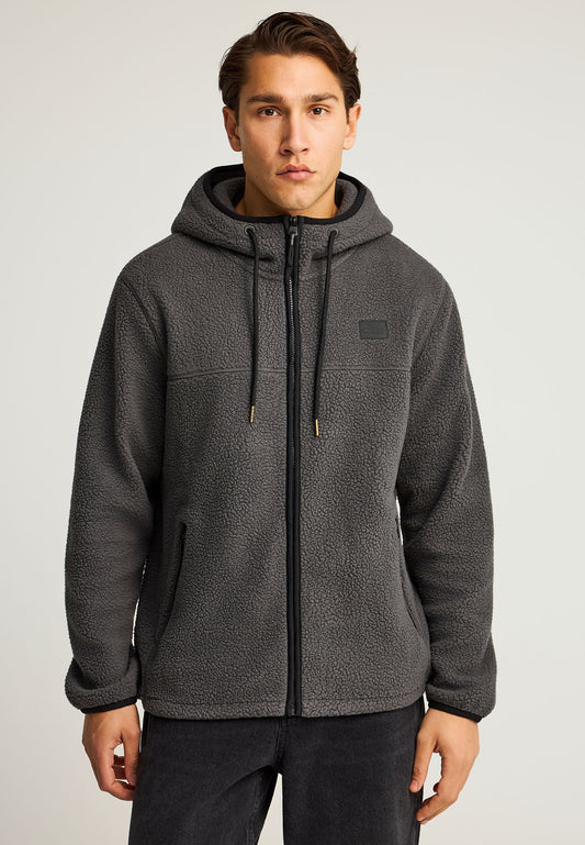 Hanorac din fleece cu fermoar, croială lejeră, sustenabil, cu buzunare