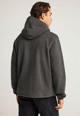 Hanorac din fleece cu fermoar, croială lejeră, sustenabil, cu buzunare