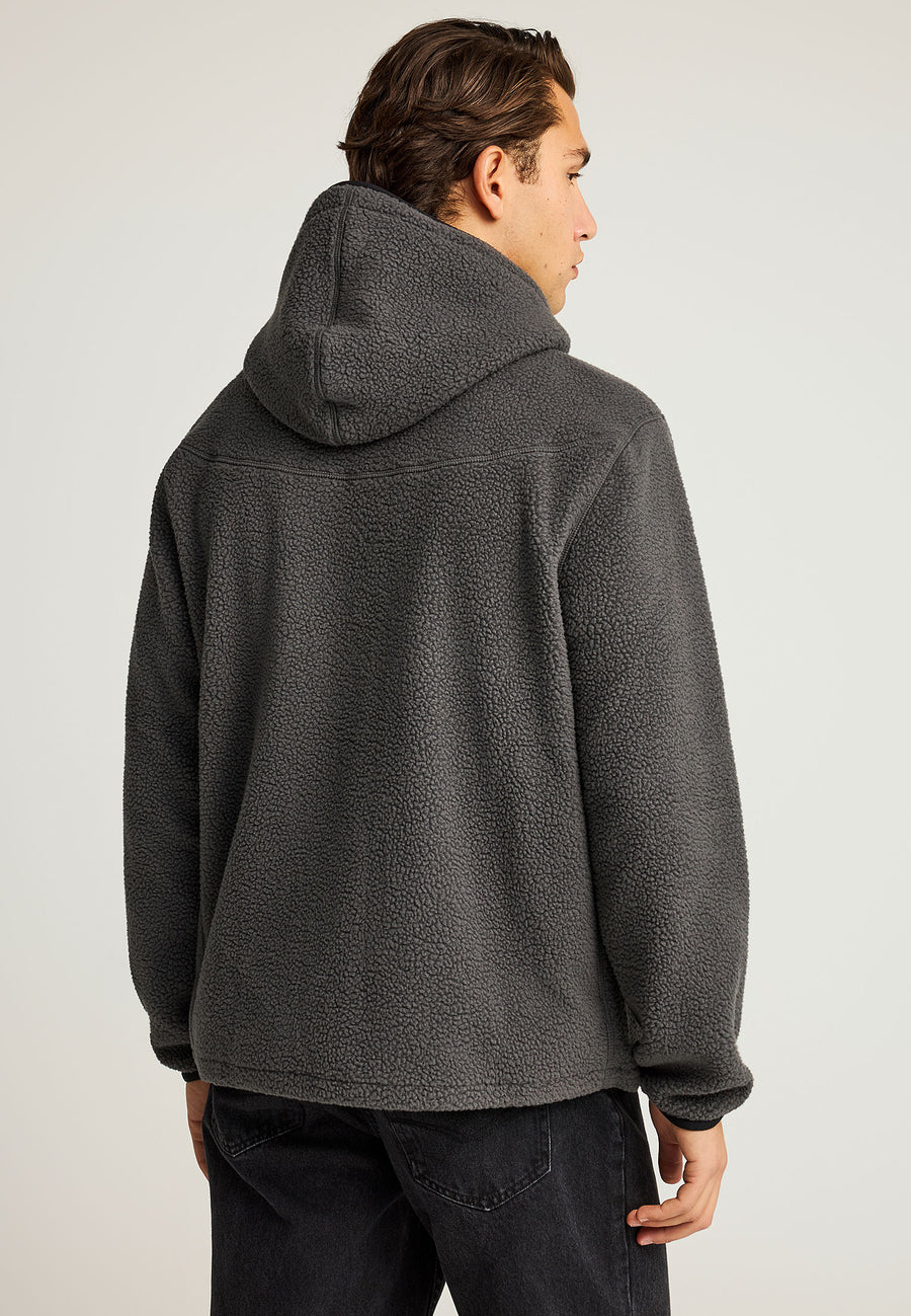 Hanorac din fleece cu fermoar, croială lejeră, sustenabil, cu buzunare