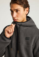 Hanorac din fleece cu fermoar, croială lejeră, sustenabil, cu buzunare