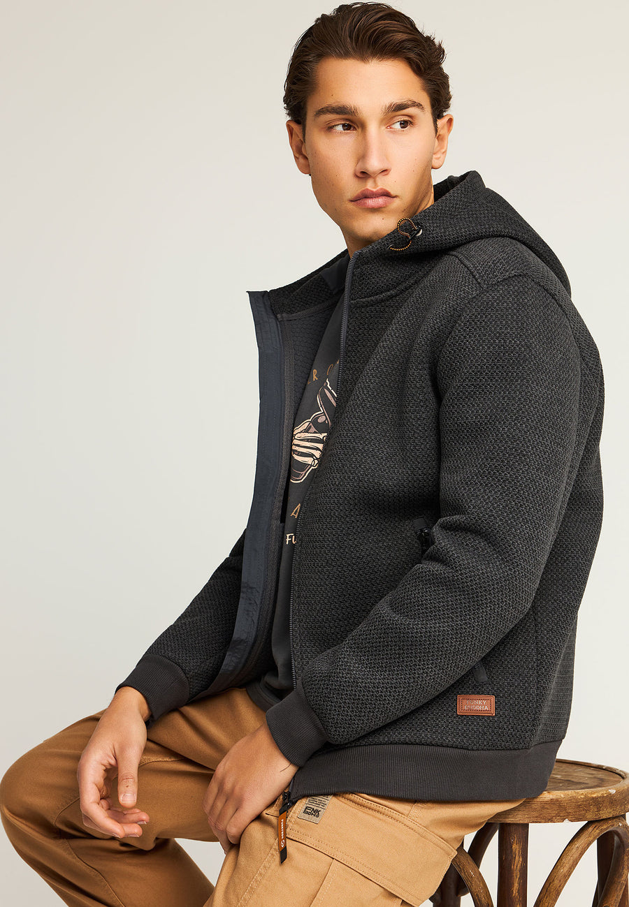 Hanorac bărbătesc cu fermoar, într-o singură culoare