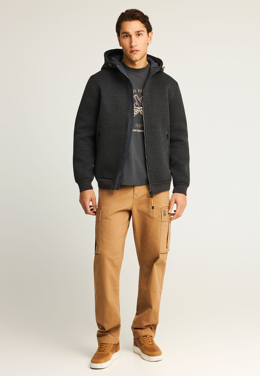 Hanorac bărbătesc cu fermoar, într-o singură culoare