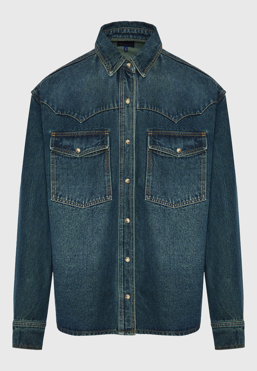 Cămașă bărbătească supradimensionată cu buzunare la piept