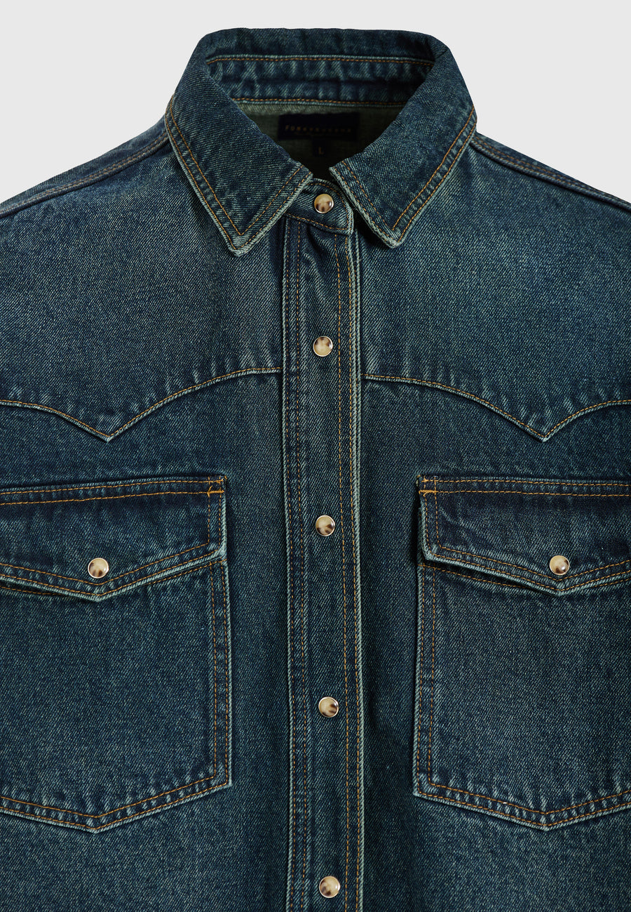 Cămașă bărbătească supradimensionată cu buzunare la piept