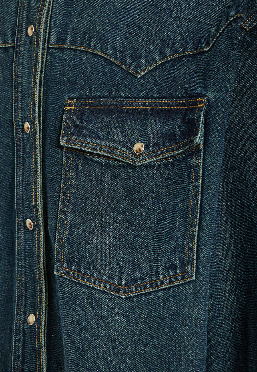 Cămașă bărbătească supradimensionată cu buzunare la piept