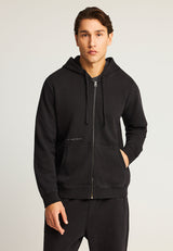 Hanorac bărbătesc simplu cu guler rotund și imprimeu subtil pe piept