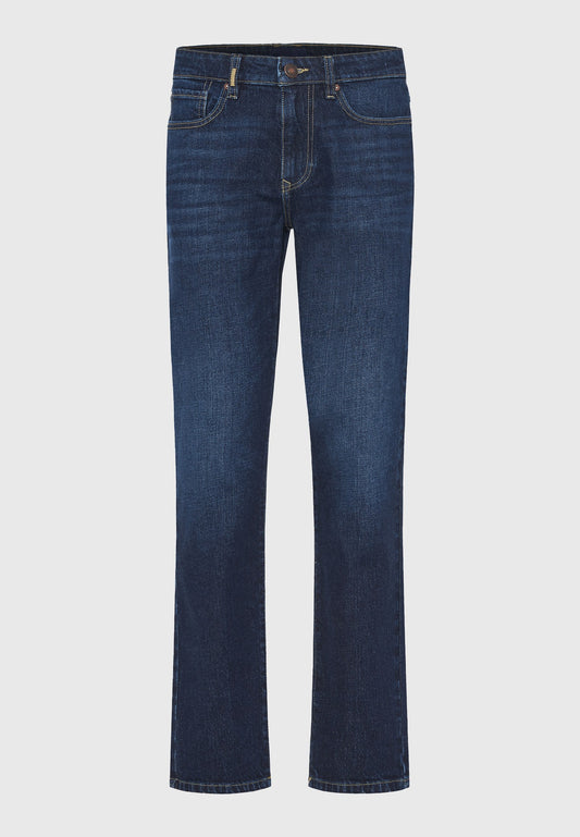 Blugi cu croială dreaptă și efecte spălate