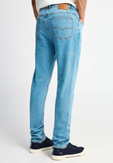 Men's slim tapered jeans with washed effects