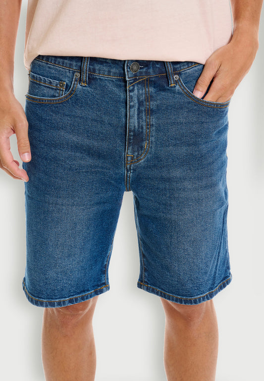 Pantaloni scurți din denim, conici, slim, pentru bărbați