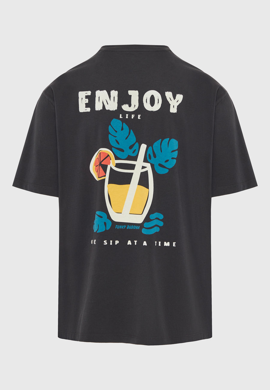Tricou relaxat pentru bărbați cu imprimeu pe spate
