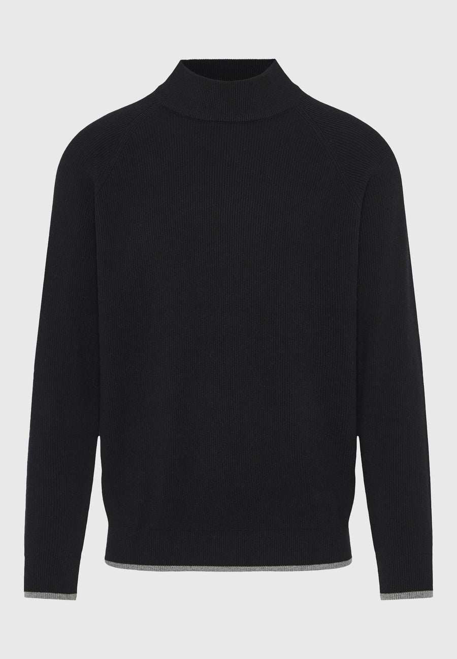 Pulover tricotat din bumbac cu guler fals pentru bărbați