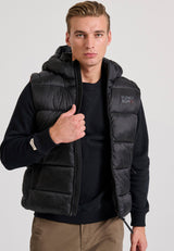 Men's quilted vest jacket with detachable hood