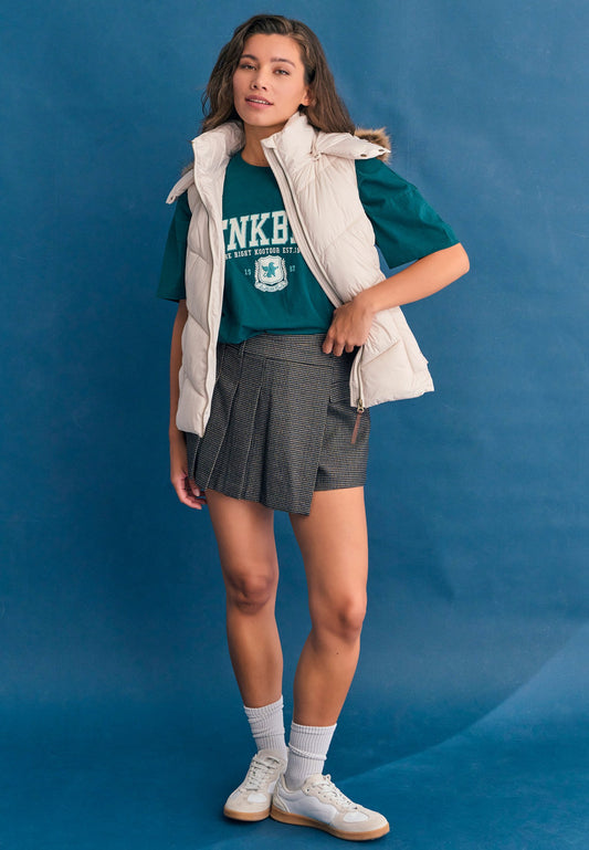 Jachetă matlasată fără mâneci cu glugă