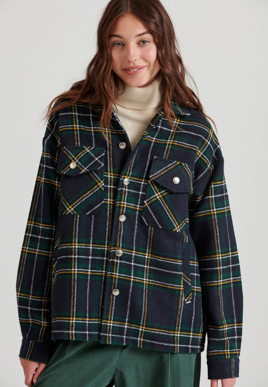 Cămașă în carouri din flanel cu buzunare la piept