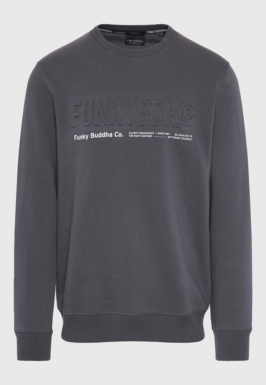 Hanorac bărbătesc cu guler rotund și logo imprimat