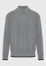 Pulover tricotat din bumbac cu guler fals pentru bărbați