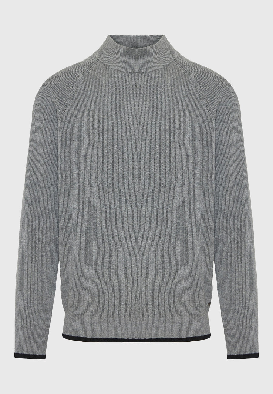 Pulover tricotat din bumbac cu guler fals pentru bărbați