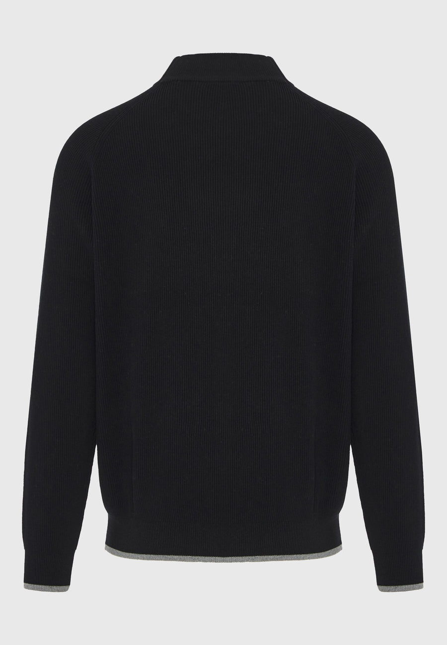 Pulover tricotat din bumbac cu guler fals pentru bărbați