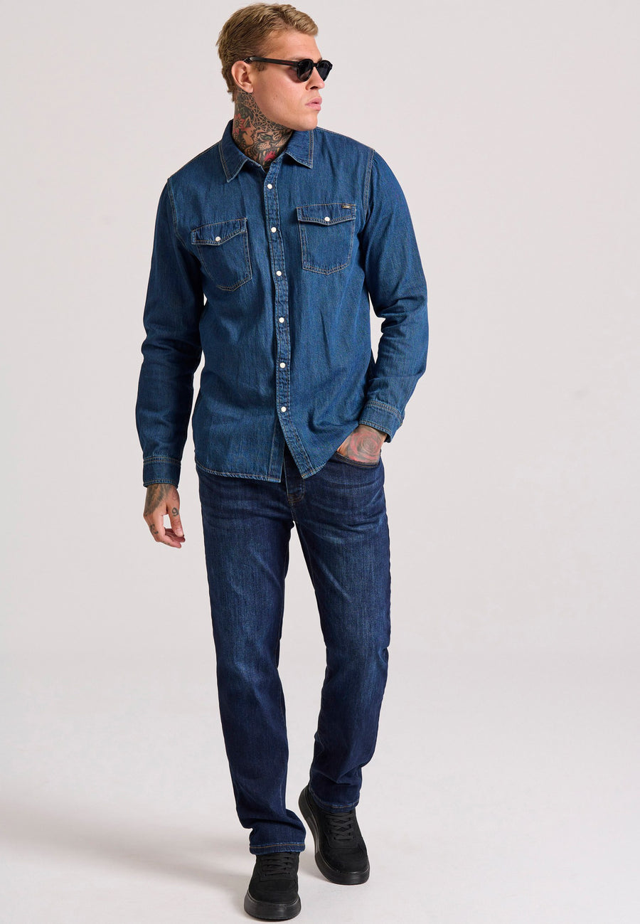 Men's denim shirt with chest pockets