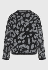 Pulover tricotat cu paiete și imprimeu animal