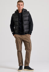 Men's quilted vest jacket with detachable hood