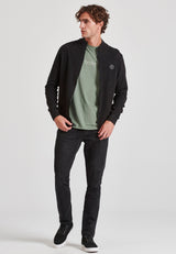 Men's knitted cardigan with rubber label