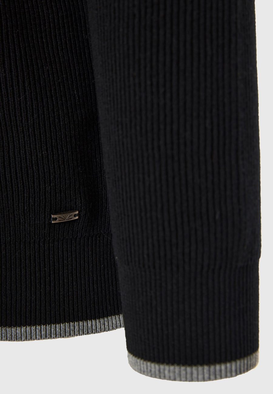 Pulover tricotat din bumbac cu guler fals pentru bărbați