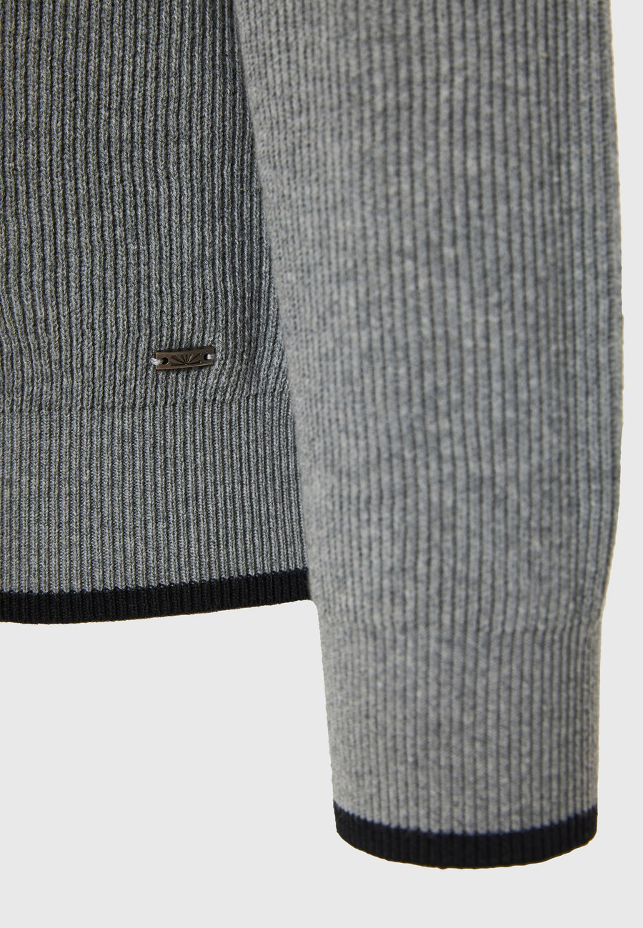 Pulover tricotat din bumbac cu guler fals pentru bărbați