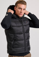 Men's quilted vest jacket with detachable hood