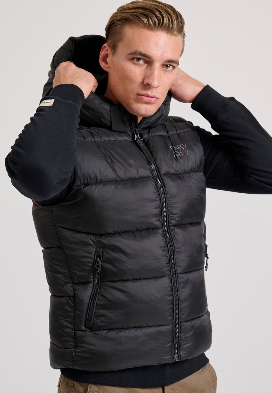 Men's quilted vest jacket with detachable hood