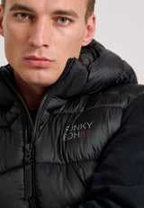 Men's quilted vest jacket with detachable hood