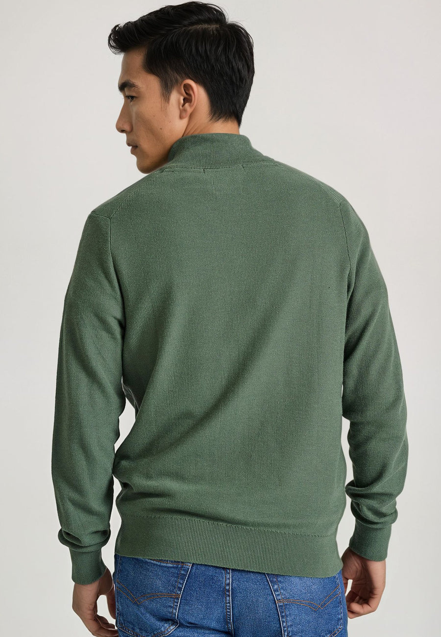 Men's knitted cardigan with rubber label