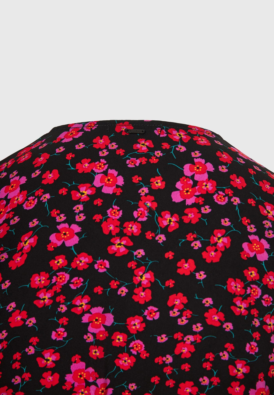 Rochie midi cu decolteu în V și imprimeu floral