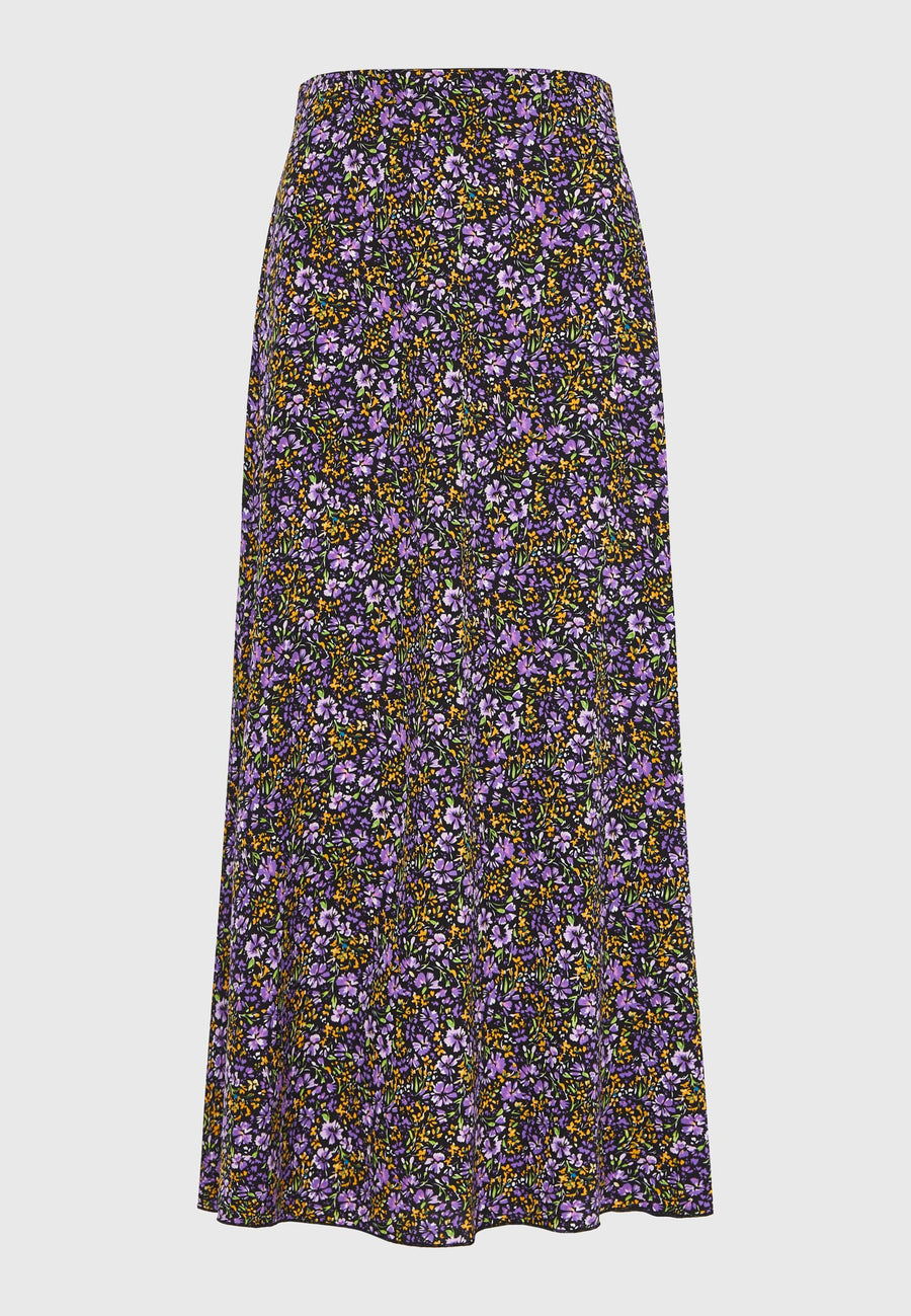Fustă midi cu imprimeu floral în linie A
