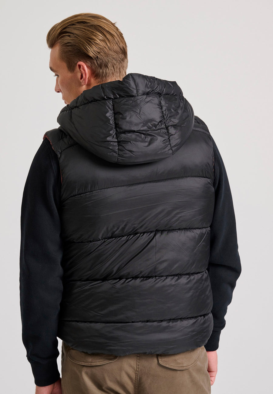Men's quilted vest jacket with detachable hood
