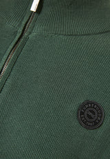 Men's knitted cardigan with rubber label