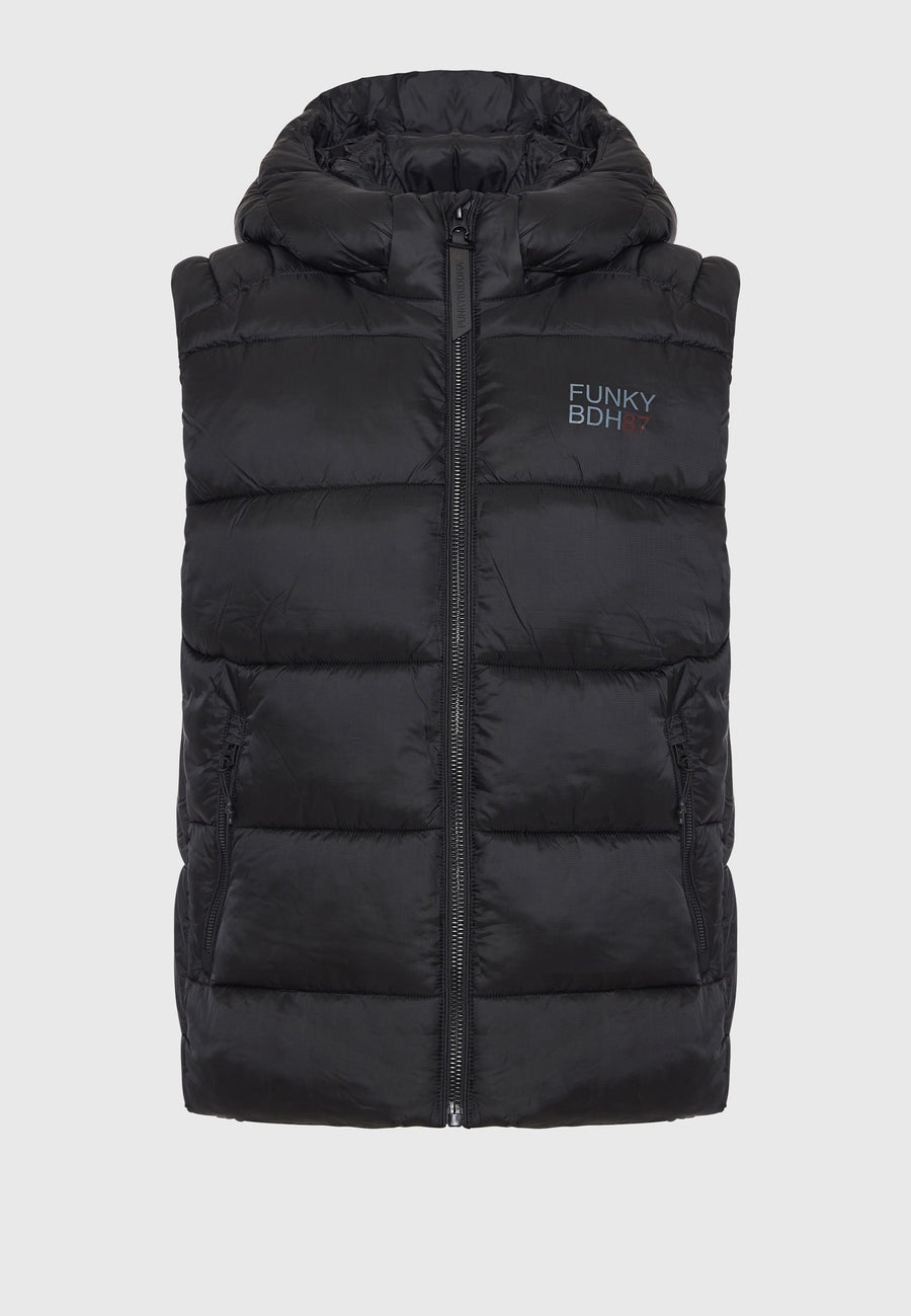 Men's quilted vest jacket with detachable hood