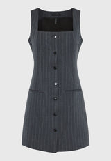 Rochie fără mâneci cu nasturi